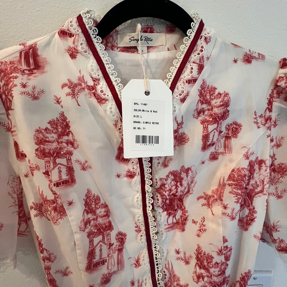 Red and White Print Dress by Simply Retro